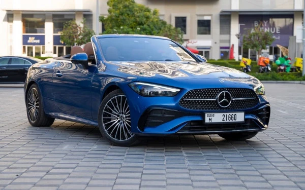 Blue Mercedes CLE 200 AMG cabriolet/convertible, 2024